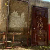 در حیاط تک لنگه