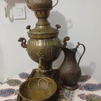 سماور زغالی مسی با سرویس کامل