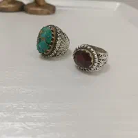 انگشتر فیروزه و یاقوت سرخ معدنی