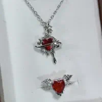 صدف مروارید عشق قدیمی شد ست گردنبندوانگشترترند بخر