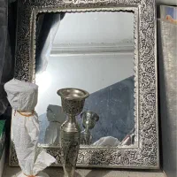 فروش فوری آیینه و شمع دان با روکش نقره یک به یک