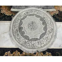 فرش گرد طوسی سفید