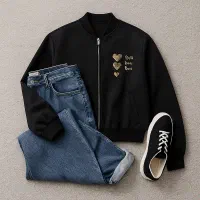 بامبر زنانه گلدوزی 3 قلب - مشکی|لباس|اردبیل, |دیوار