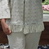 مانتو مجلسی سوزن دوزی پایین ریش دار