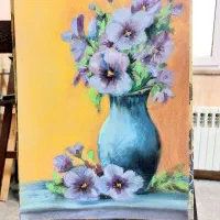 فروش تابلو گلدان ۳۵ *۴۵ پاستل گچی