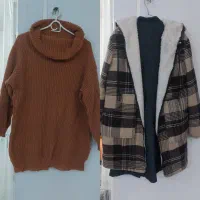 پالتو بارانی بافت هودی جاگر مانتو پافر|لباس|ری, اقدسیه|دیوار