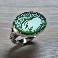 انگشتر عقیق سبز خطی حسن جانم با رکاب برگی دستساز