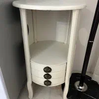 میز تلفن سفید رنگ چوبی