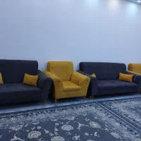 مبل زرد و طوسی