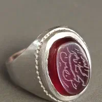 انگشتر برنجی قدیمی قاجاری خطی پنج تن یمن