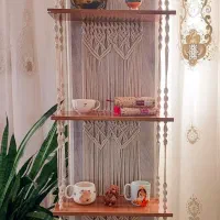 شلف ۴ طبقه مکرومه چوبی