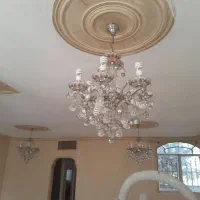 لوسترکریستال گوشواره ای پایه استیل شش شاخه