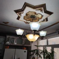 لوستر  پنج  و سه شعله  برنجی|لوستر و چراغ آویز|پردیس, فاز ۲|دیوار