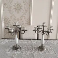 یک جفت شمعدان ۵ شاخه سیلور