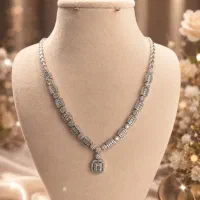 گردنبند تک نقره مدل امرالد جواهر