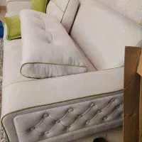 مبل ۷ نفره استقبال پارچه ترک خوشگل کرم سبز تخت شو|مبلمان خانگی و میز عسلی|تهران, دستغیب|دیوار