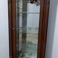 بوفه چوبی قهوه ای آینه دار چهار طبقه