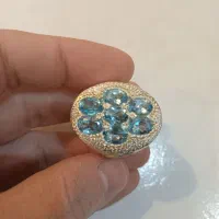 انگشتر نقره دستساز توپاز سوئیس