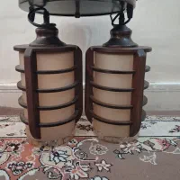 لوستر دو شاخه چوبی