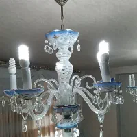 لوستر شیشه ای آبی رنگ 5شاخه