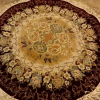 فرش گرد ۱متری زرشکی تراکم بالا آکریلیک