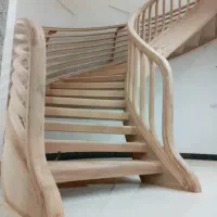 پله ونرده چوبی ،نرده شیشه و فرفورژه