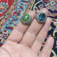 انگشتر توپاز نقره وفیروزه قدیمی نشابور اصل|کلکسیون اشیاء عتیقه|مشهد, ایوان|دیوار