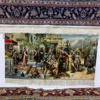 فرش دستباف (بساک) تابلوفرش ۳ متری تاجگذاری سلیمان