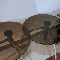 چها رعدد گل میز شیشه ای پایه فلزی   شیک وزیبا