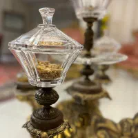 سرویس ظروف پذیرایی کریستال و برنز و سنگ