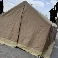 چادر برزنتی ضد آب عشایری ۴×۳ کرم رنگ با اسکلت فلزی