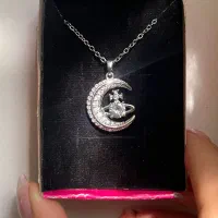 گردنبند استیل طرح ماه و ستاره کاملاً نو