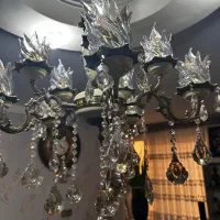 لوستر ۵ شاخه برنزی و سرامیک|لوستر و چراغ آویز|قزوین, |دیوار