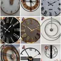 ساعت دیواری فلزی چوبی مدل الیناشیک دکوراسیون جهزیه