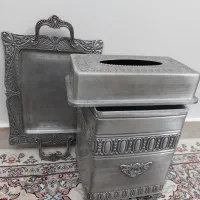 ست جا دستمالی و سطل آشغال و سینی