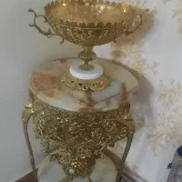 میوه خوری.شیرینی خوری دوقلو.میز خاطره گرد برنجی