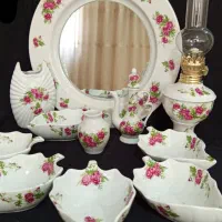 آنتیک گلسرخی ایلیا چینی بشقاب کاسه سوپخوری