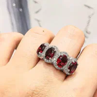 انگشتر یاقوت چهارتایی تمام نقره کادو روز زن و مادر