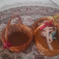 دوعددسبدچوبی وظرف وکاردمیوه خوری  مناسب باغ