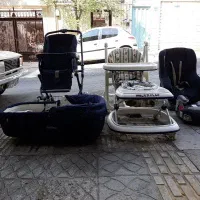 کالسکه، روروک، میزغذا و دو عدد صندلی ماشین کودک