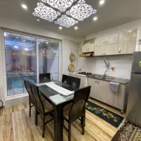 دوتا باهم تخت کامل با تشک دونفره|تخت و سرویس خواب|خمام, |دیوار