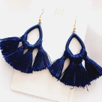 گوشواره آویز بلند ابریشمی مدل سورمه ای شیک|بدلیجات|اراک, |دیوار