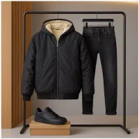 کاپشن مردانه مشکی داخل تمام خز مدل adidas|لباس|سنندج, |دیوار