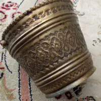 سطل برنز قلم زنی شده دست ساز قدیمی