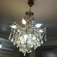 لوستر طلایی 9شاخه دوقلو|لوستر و چراغ آویز|بابل, |دیوار