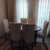 میز و صندلی نهارخوری ۶ نفره همراه با روکش پارچه ای