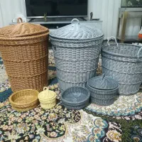 سبد حصیری دست بافت