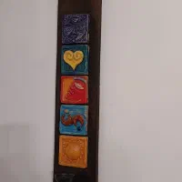 دو عدد ماسک چوبی تزئینی به همراه جا شمعی دیوار|صنایع دستی و سایر لوازم تزئینی|قائم‌شهر, |دیوار