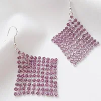 گوشواره آویز بلند نگینی یاسی|بدلیجات|بندرعباس, |دیوار