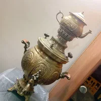 سماور برنج / دکور / ذغالی / نو / 5 لیتری